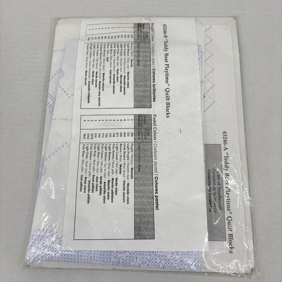 Bucilla Quilt Blocks Teddy Bear Playtime Stamped Cross Stitch 2003 Kit 43246 - Picture 8 of 10